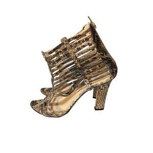 Max Kibardin Womens Snake Print Strappy Heeled Sandals Size 8 Made In Italy